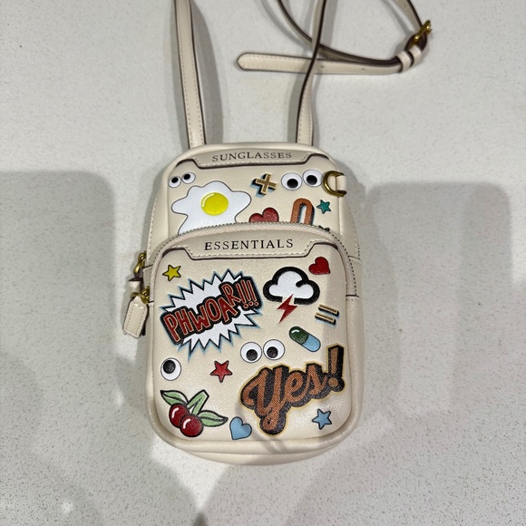 Anya Hindmarch Stickers Cell Phone Leather Crossbody Bag - Picture 1 of 10